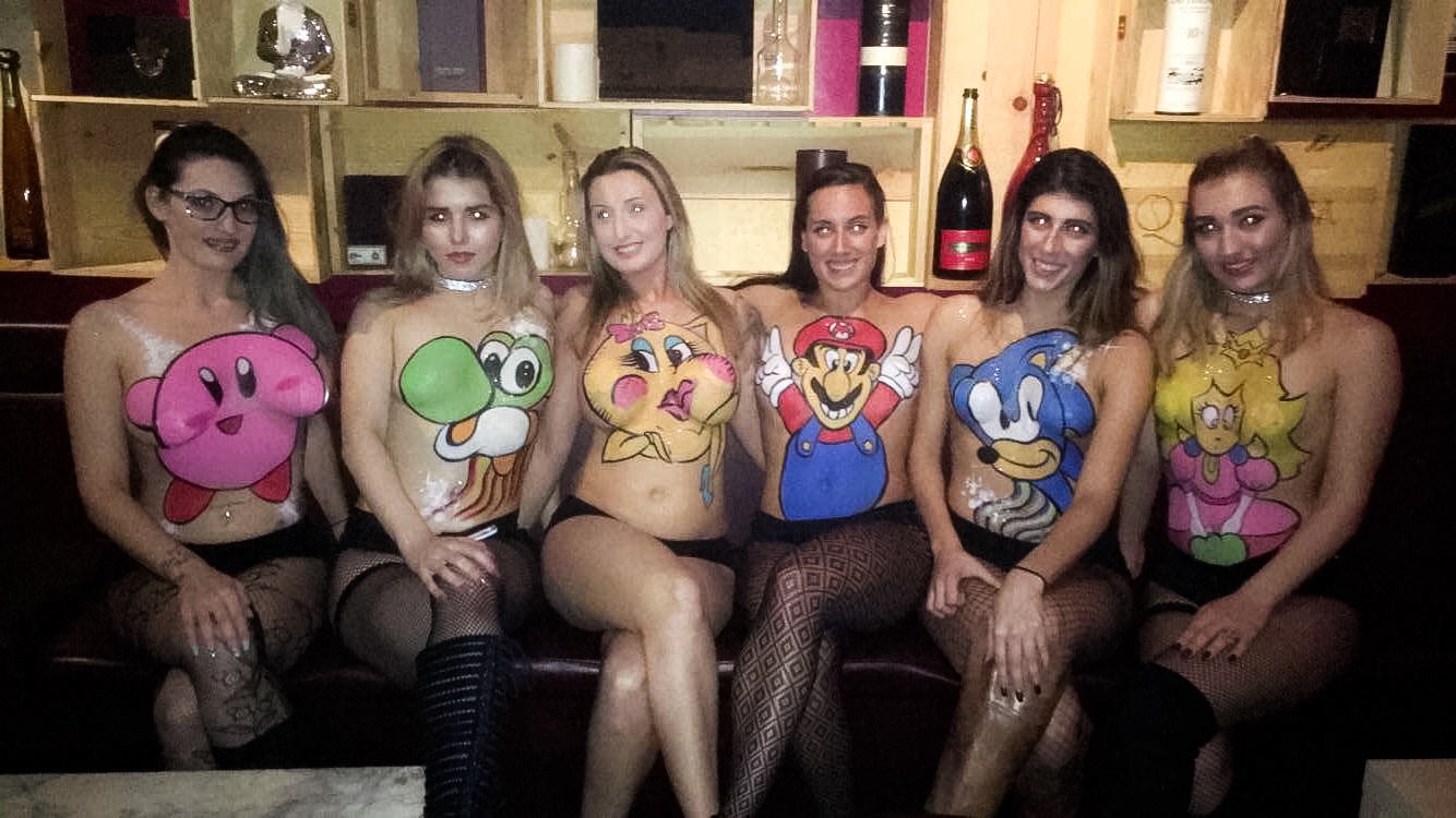 Crazy group body paint ladies fan pictures