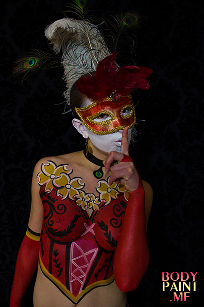 Masquerade Bodypaint With Corset Bodypaintme.