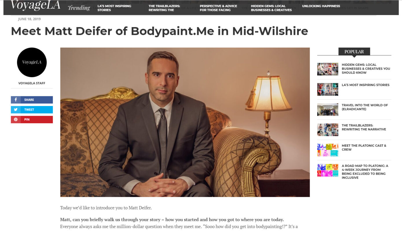 Voyage La Magazine Feature Bodypaint Me